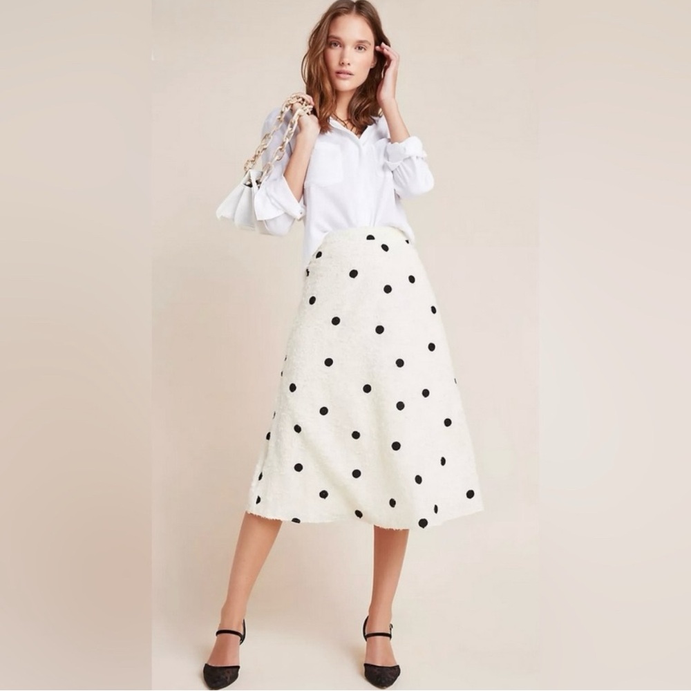 Anthropologie Polka Dot Midi Skirt